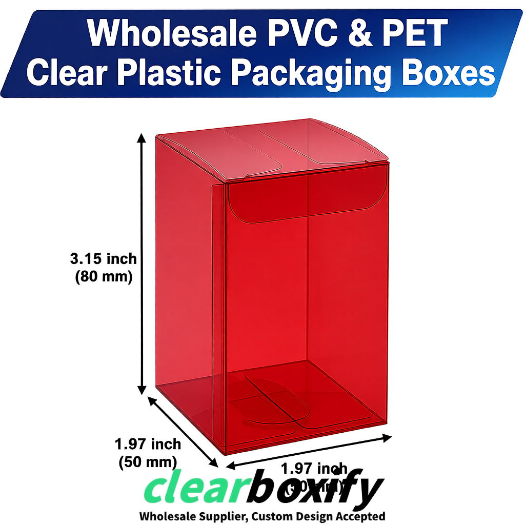 Scarlet Clear PVC & PET Boxes 38x38x38, 40x40x40, 50x50x50/80mm