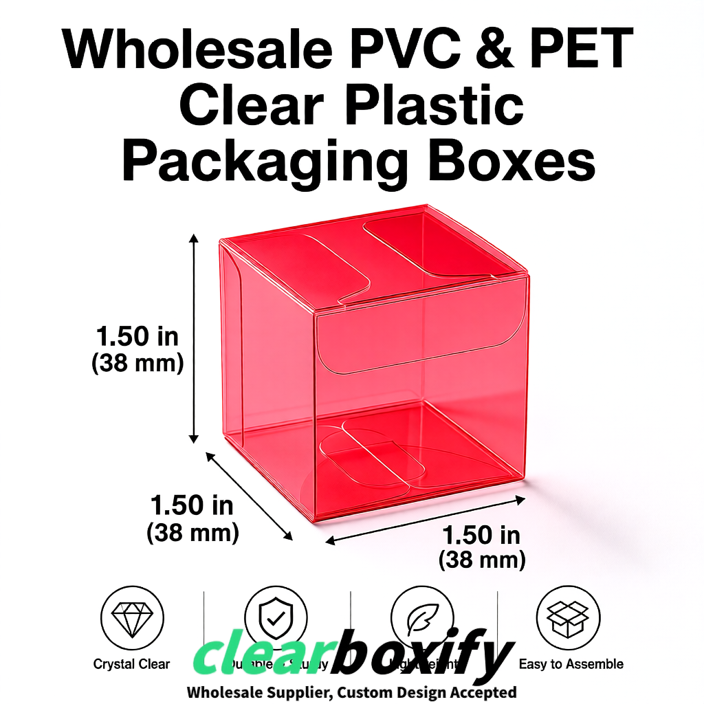 Scarlet Clear PVC & PET Boxes 38x38x38, 40x40x40, 50x50x50/80mm