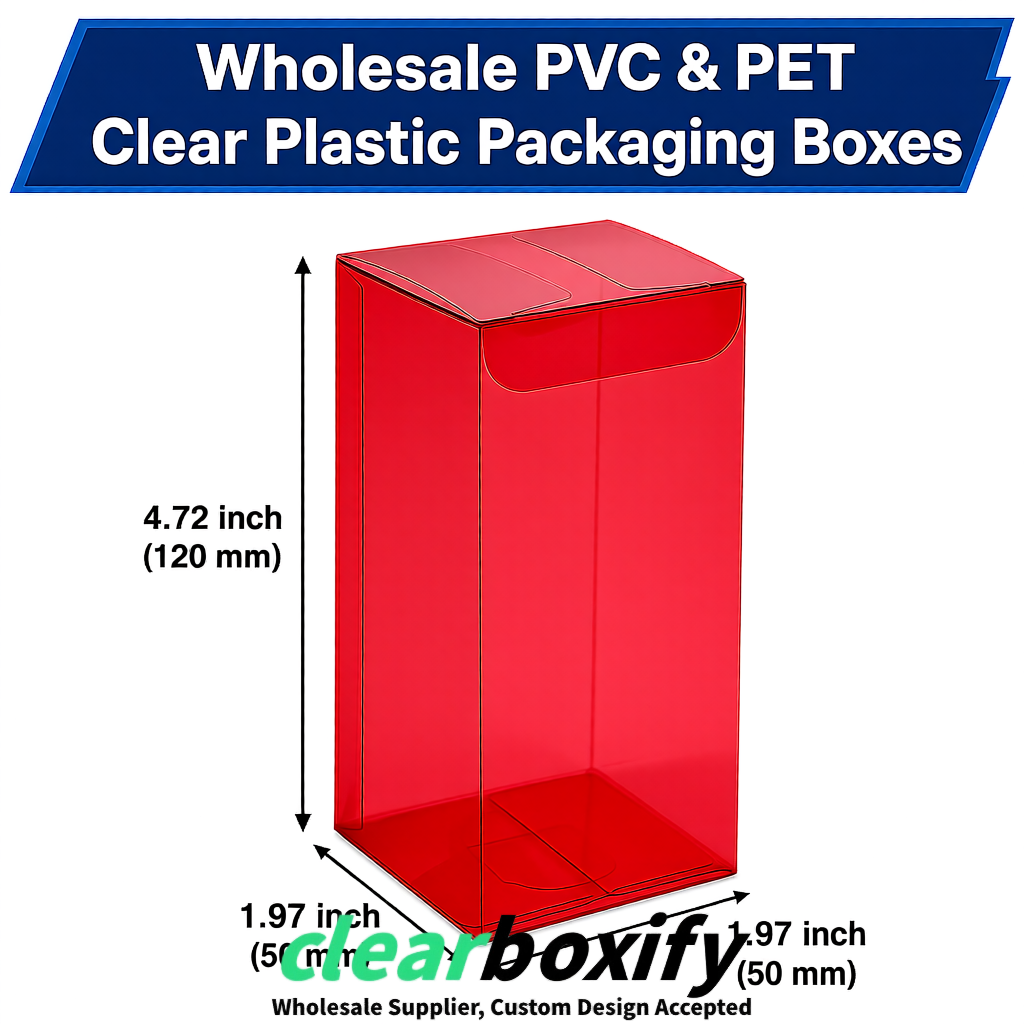 Scarlet Wholesale Clear PVC & PET Boxes 50x50x120/150/200mm 60x60x60/120 mm
