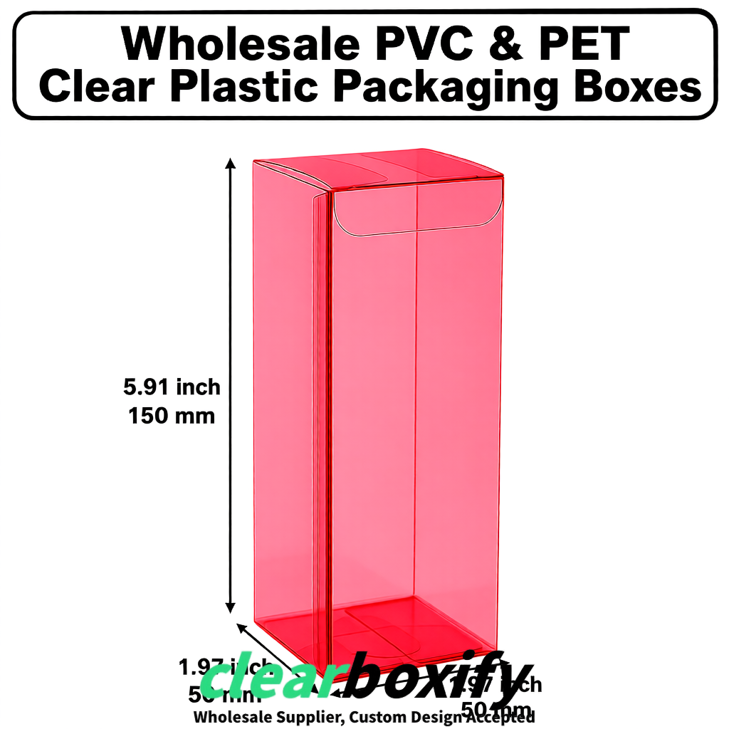 Scarlet Wholesale Clear PVC & PET Boxes 50x50x120/150/200mm 60x60x60/120 mm