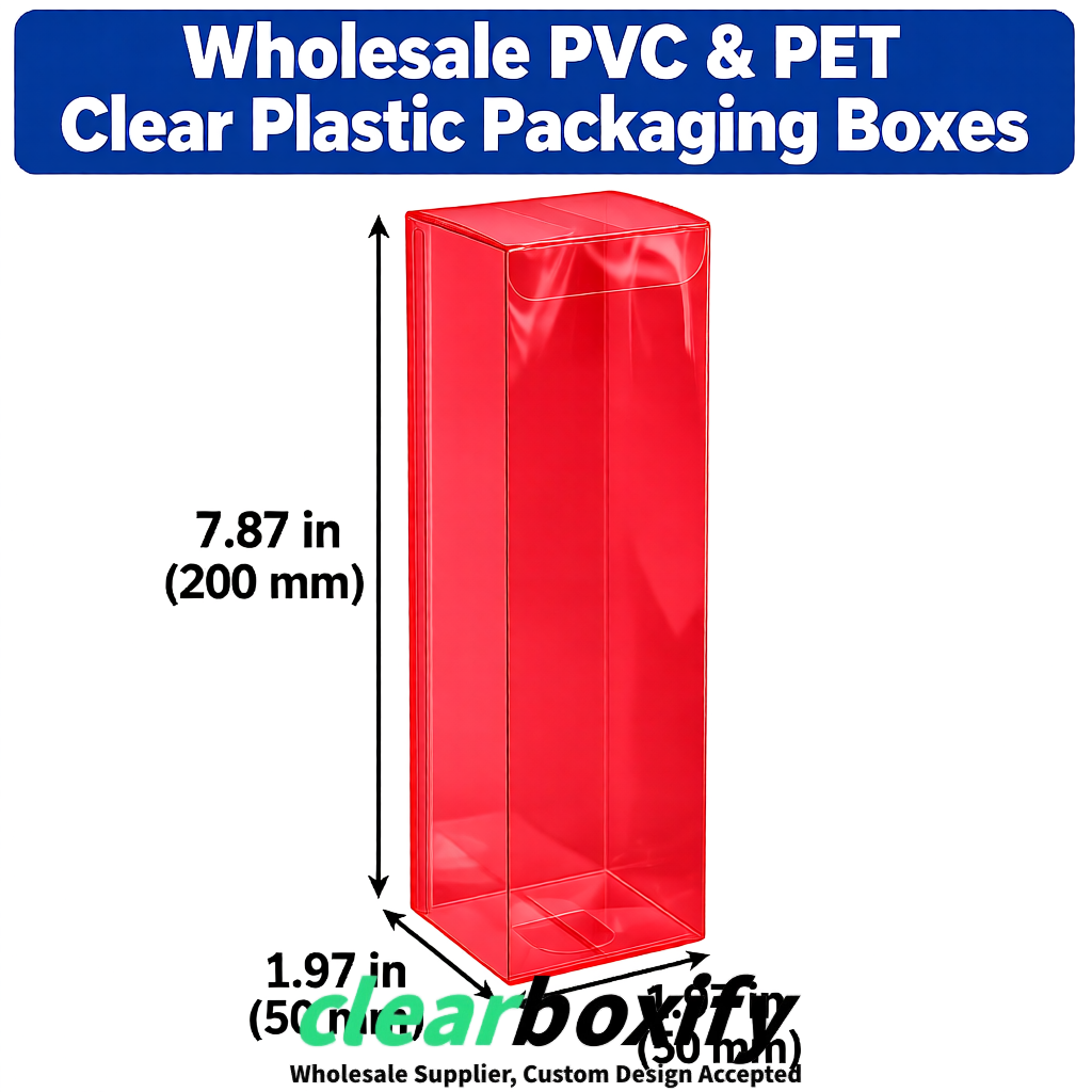 Scarlet Wholesale Clear PVC & PET Boxes 50x50x120/150/200mm 60x60x60/120 mm