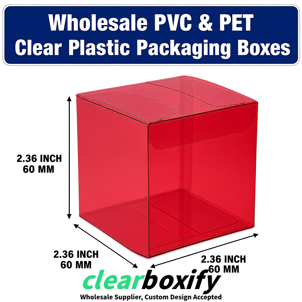 Scarlet Wholesale Clear PVC & PET Boxes 50x50x120/150/200mm 60x60x60/120 mm