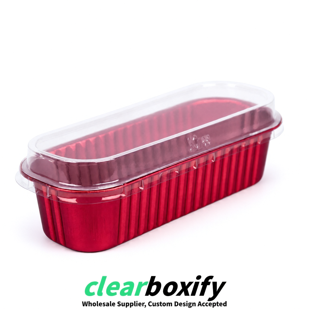 Scarlet Mini Loaf Pans with Clear Lids 6.8oz Rectangular Aluminum Foil Baking Pans Supplier