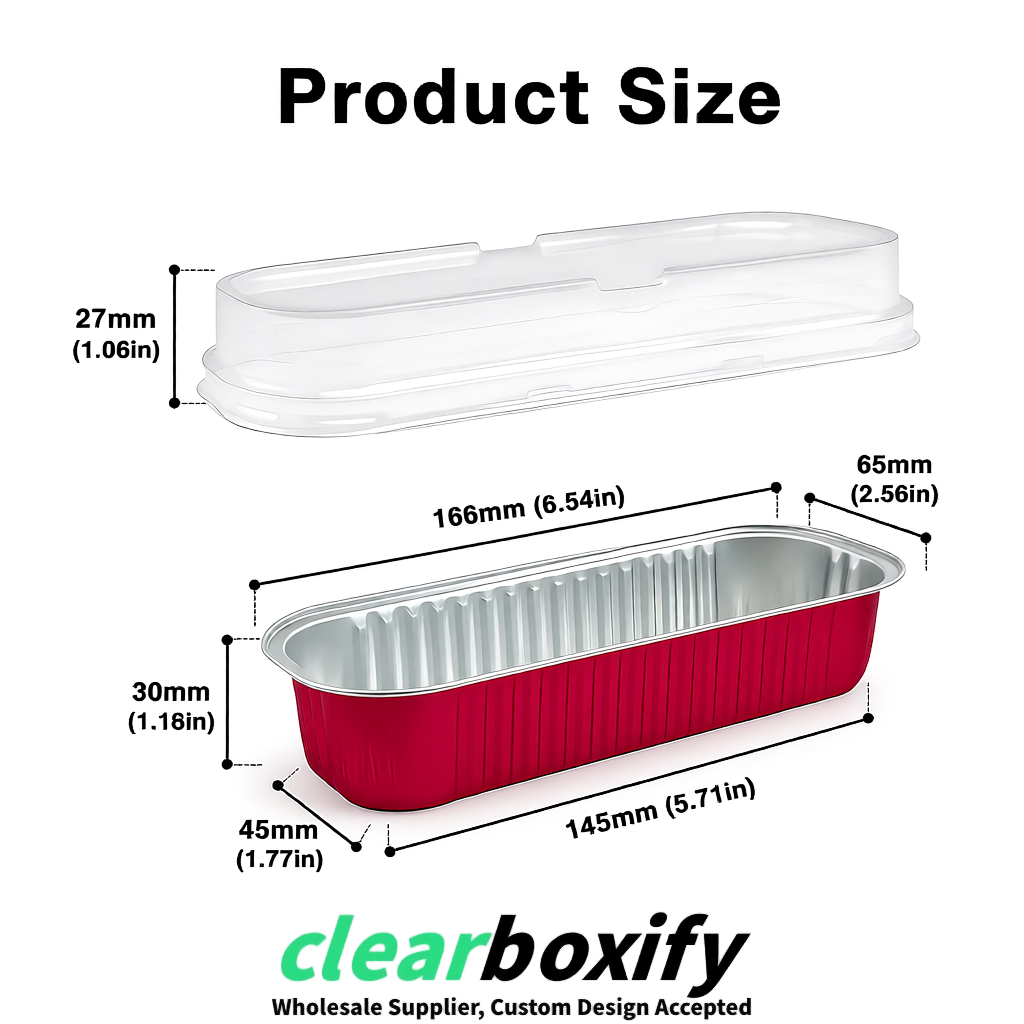 Scarlet Mini Loaf Pans with Clear Lids 6.8oz Rectangular Aluminum Foil Baking Pans Supplier