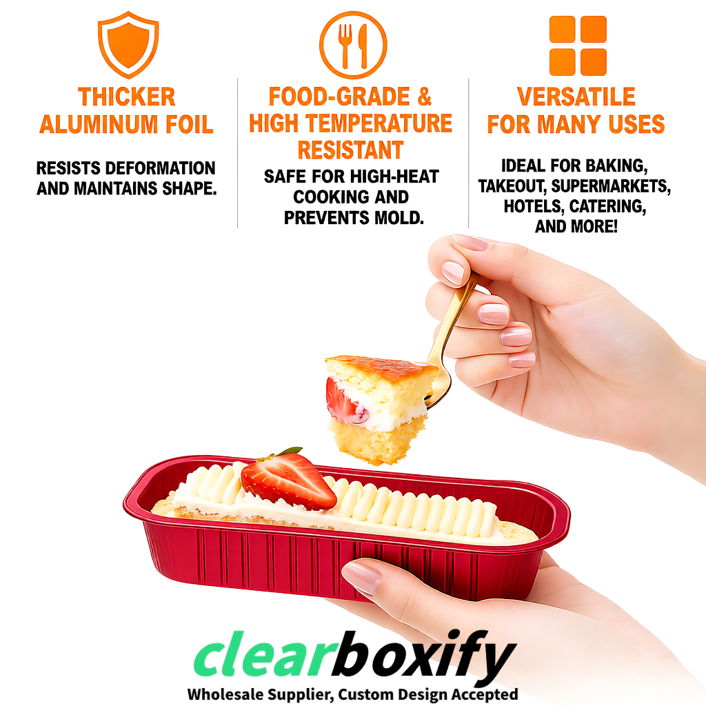 Scarlet Mini Loaf Pans with Clear Lids 6.8oz Rectangular Aluminum Foil Baking Pans Supplier