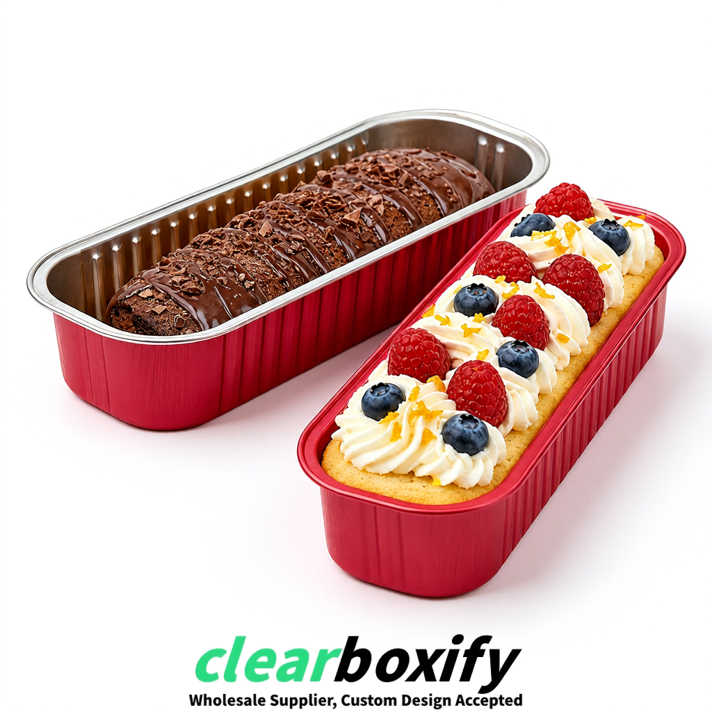 Scarlet Mini Loaf Pans with Clear Lids 6.8oz Rectangular Aluminum Foil Baking Pans Supplier