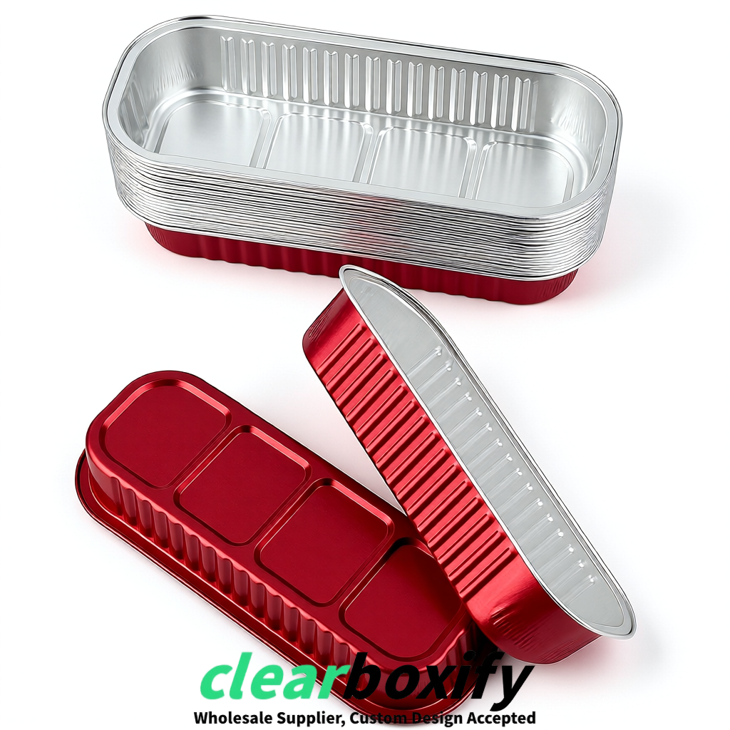 Scarlet Mini Loaf Pans with Clear Lids 6.8oz Rectangular Aluminum Foil Baking Pans Supplier