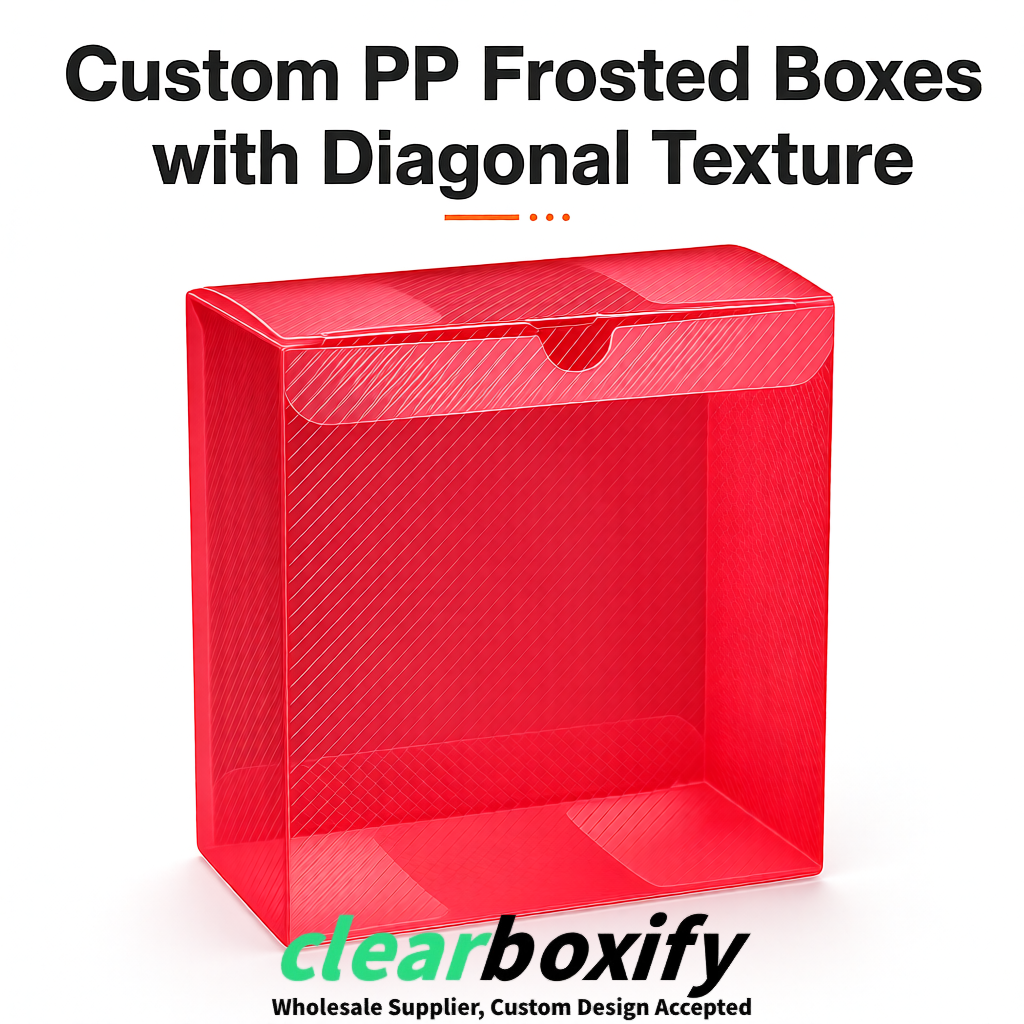 Scarlet Matte PP Frosted & Diagonal Texture Boxes with Diagonal Texture