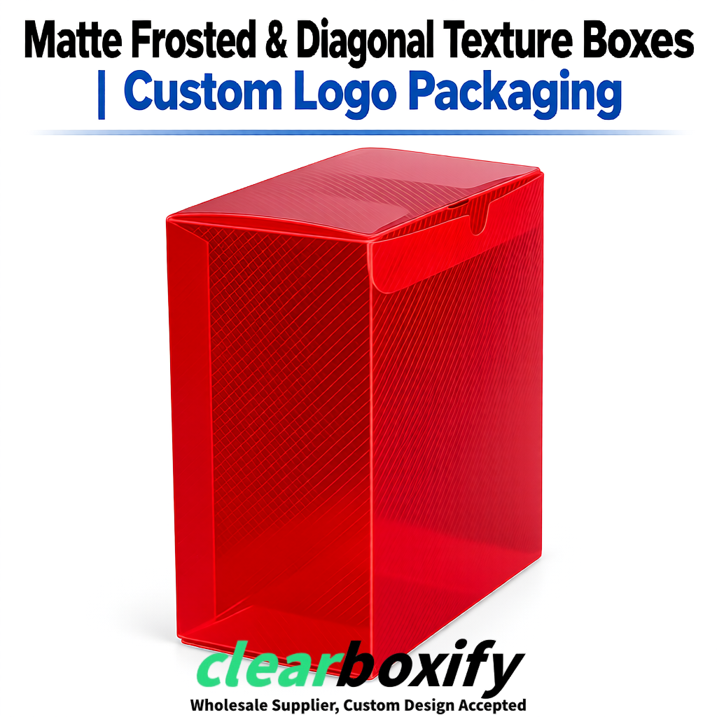 Scarlet Matte PP Frosted & Diagonal Texture Boxes with Diagonal Texture