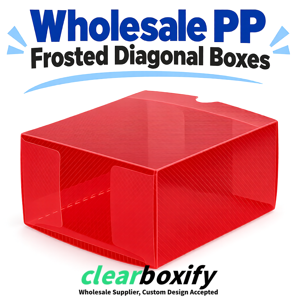 Scarlet Matte PP Frosted & Diagonal Texture Boxes with Diagonal Texture