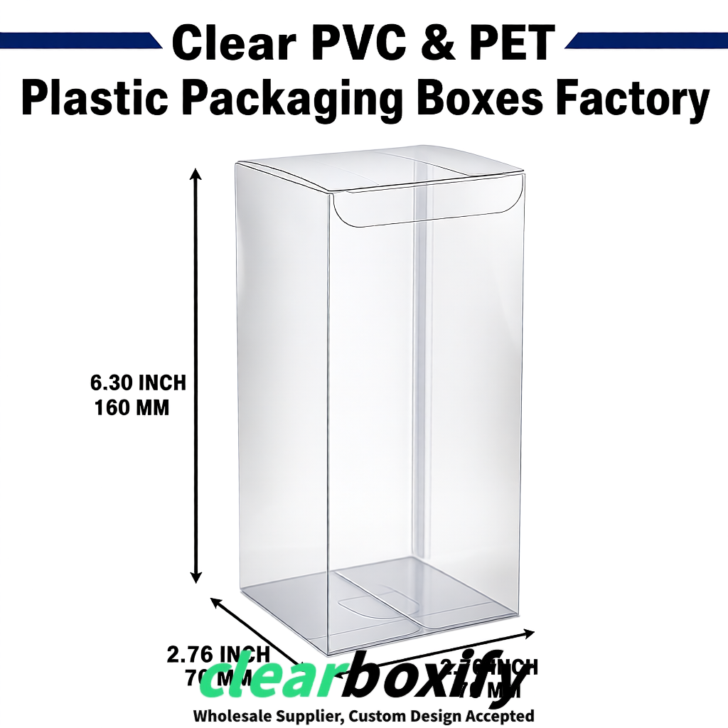 Silver PPWR-ready PVC & PET Clear Boxes 80x80x80/120/140/190mm 70x70x160 mm Factory