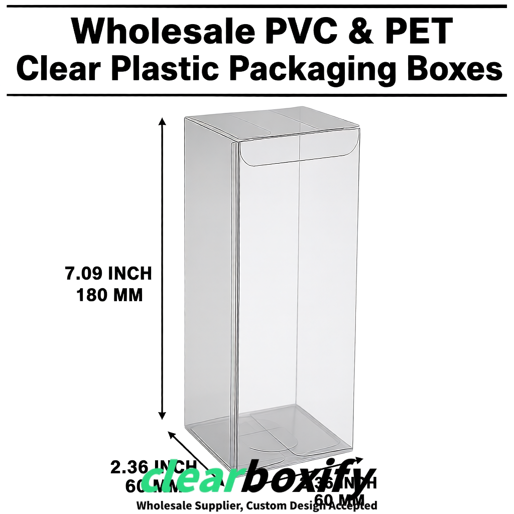 PPWR-Aligned Silver Translucent PVC & PET Boxes 60x60x180mm 76x76x76mm 70x70x70/100/120mm