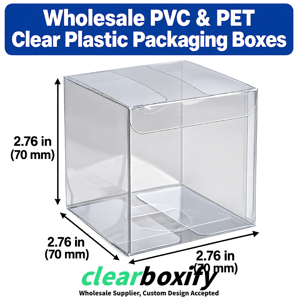 PPWR-Aligned Silver Translucent PVC & PET Boxes 60x60x180mm 76x76x76mm 70x70x70/100/120mm