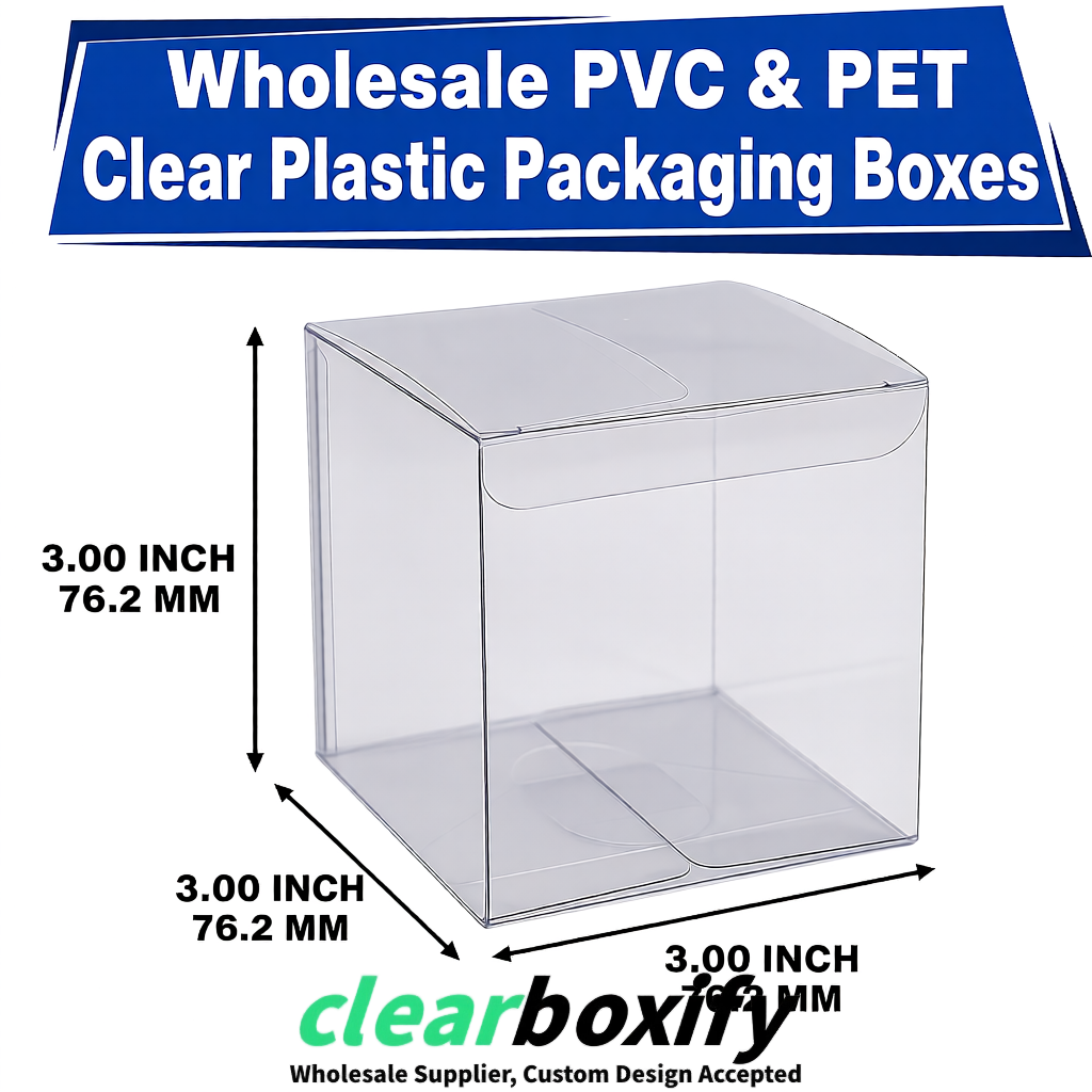 PPWR-Aligned Silver Translucent PVC & PET Boxes 60x60x180mm 76x76x76mm 70x70x70/100/120mm