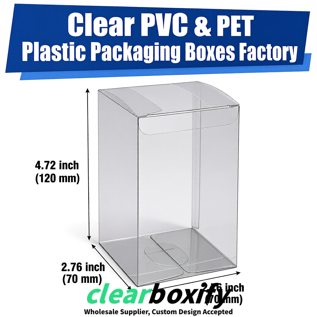 PPWR-Aligned Silver Translucent PVC & PET Boxes 60x60x180mm 76x76x76mm 70x70x70/100/120mm