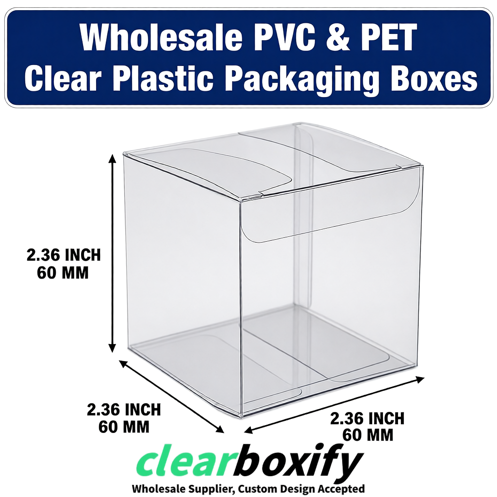 Silver Wholesale Clear PVC & PET Boxes 50x50x120/150/200mm 60x60x60/120 mm