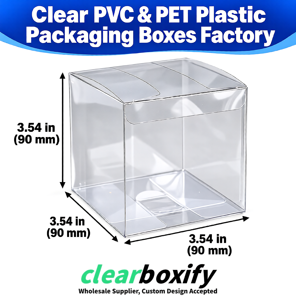 Wholesale Silver Clear PVC & PET Boxes 90x90x90mm 100x100x30/50/100mm