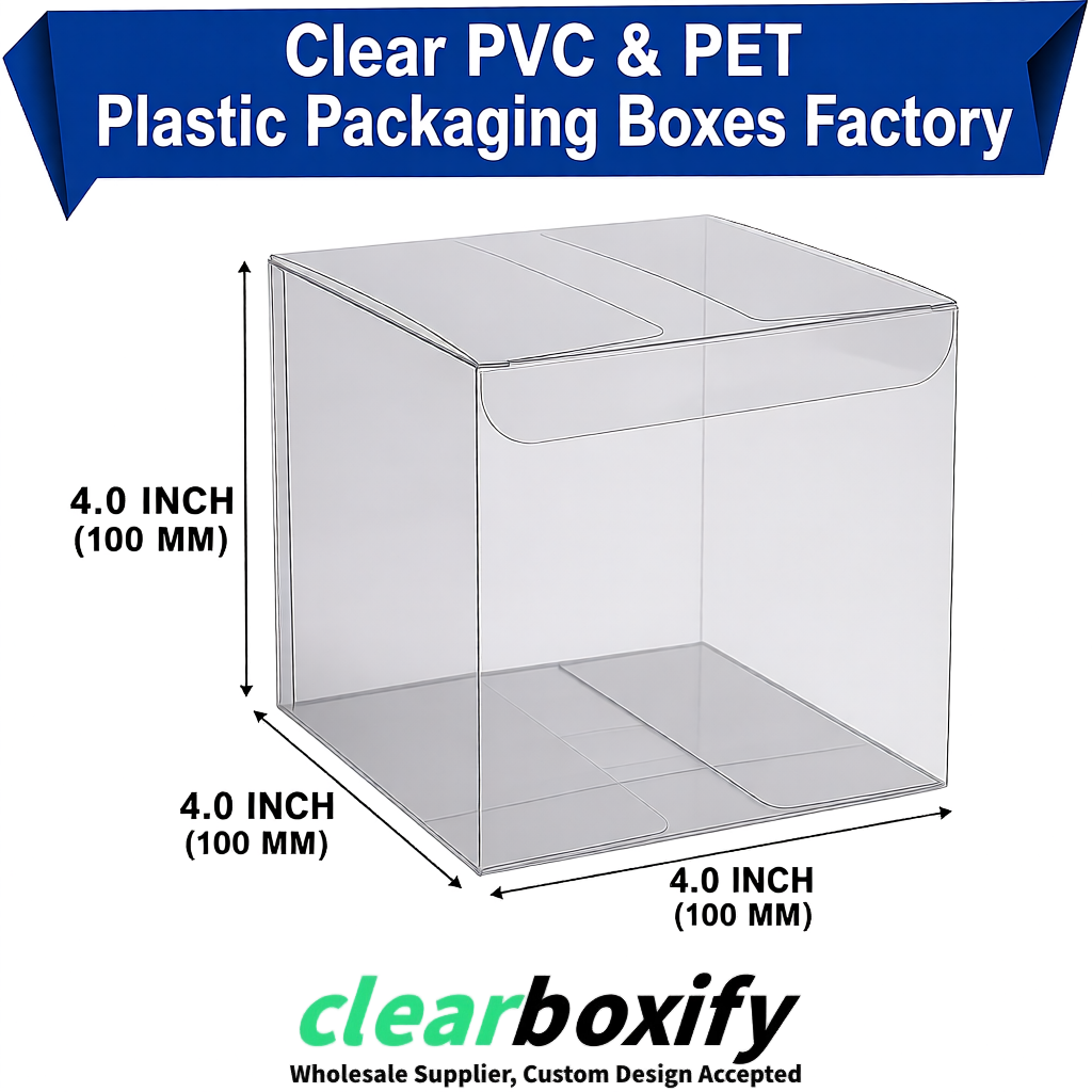 Wholesale Silver Clear PVC & PET Boxes 90x90x90mm 100x100x30/50/100mm