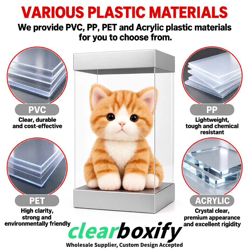 Silver Clear Toy Display Boxes with White Base & Top | Wholesale Bulk Packaging
