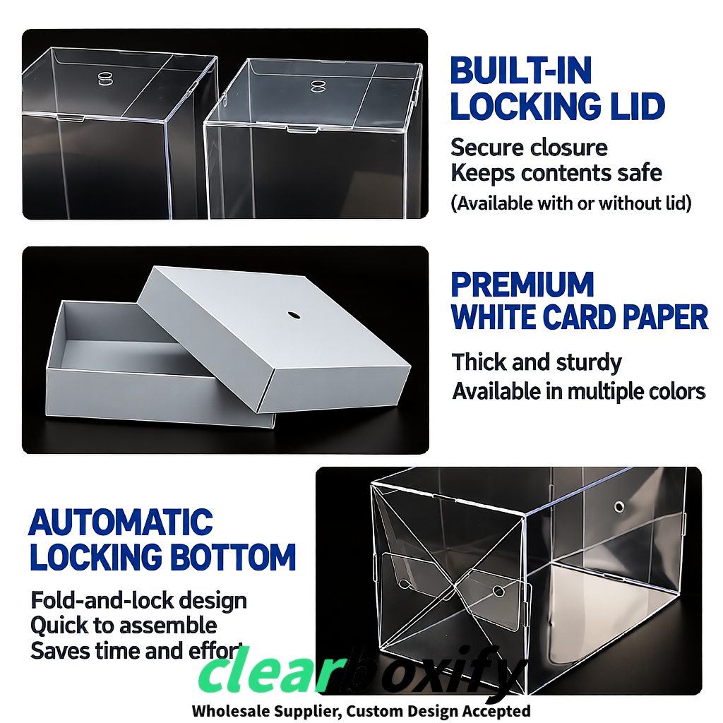 Silver Clear Toy Display Boxes with White Base & Top | Wholesale Bulk Packaging