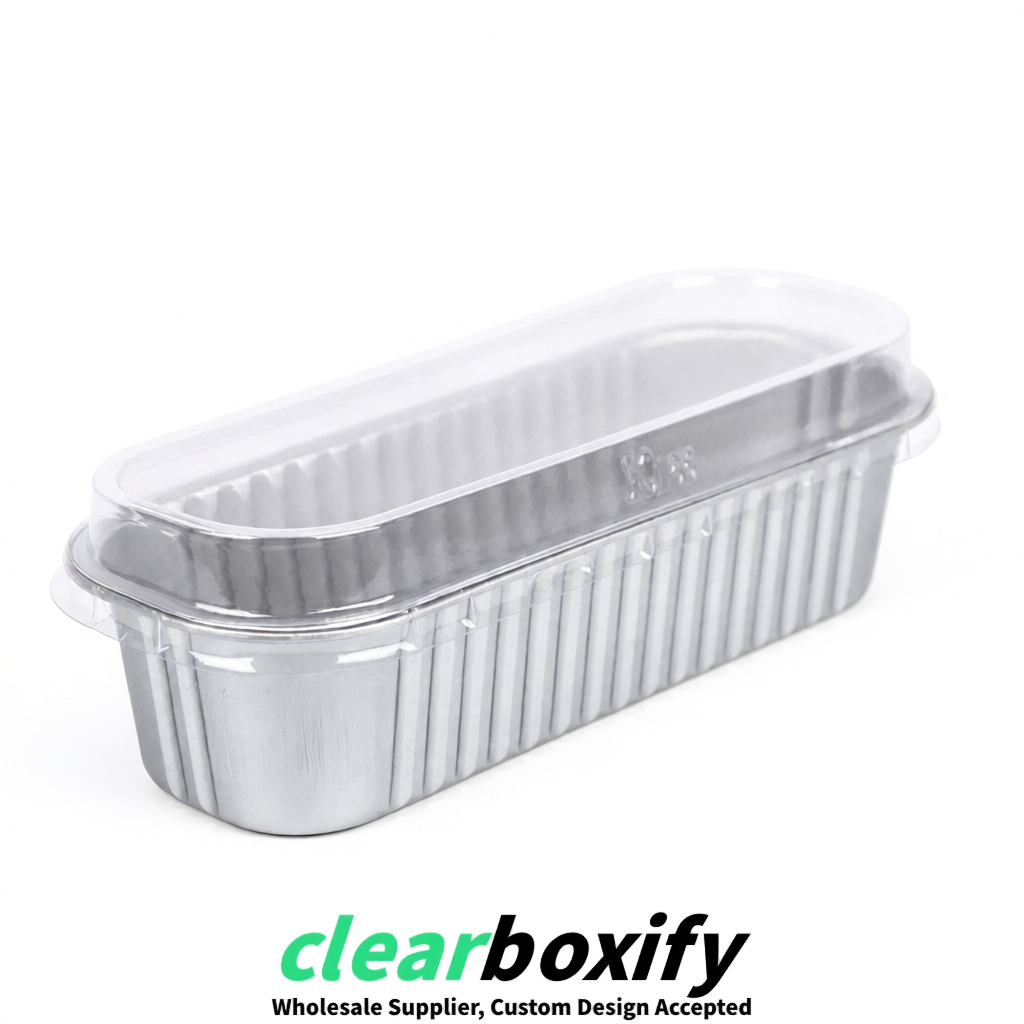 Silver Mini Loaf Pans with Clear Lids 6.8oz Rectangular Aluminum Foil Baking Pans Supplier