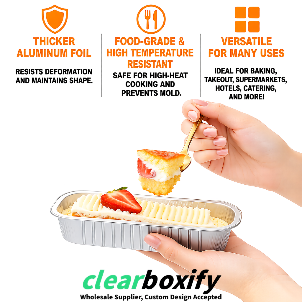 Silver Mini Loaf Pans with Clear Lids 6.8oz Rectangular Aluminum Foil Baking Pans Supplier Silver Mini Loaf Pans with Clear Lids 6.8oz Rectangular Aluminum Foil Baking Pans Supplier