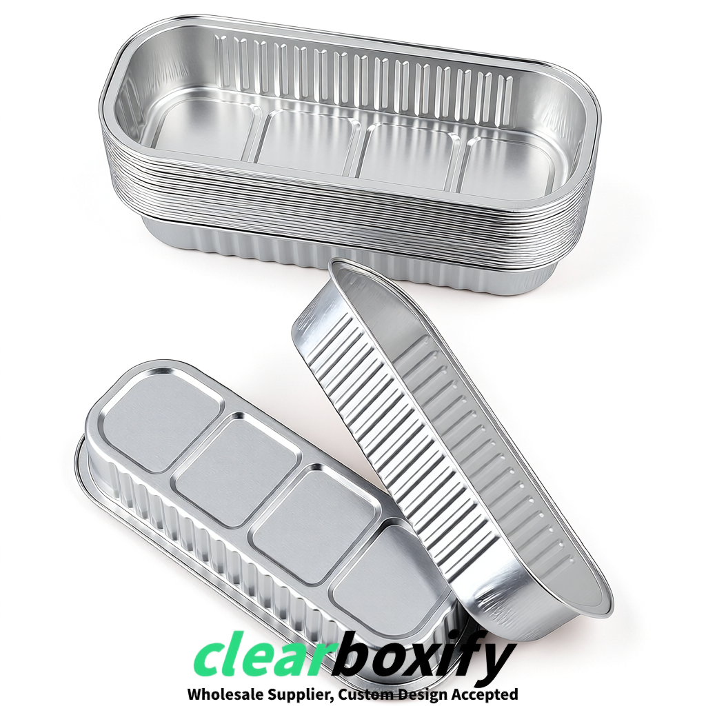 Silver Mini Loaf Pans with Clear Lids 6.8oz Rectangular Aluminum Foil Baking Pans Supplier