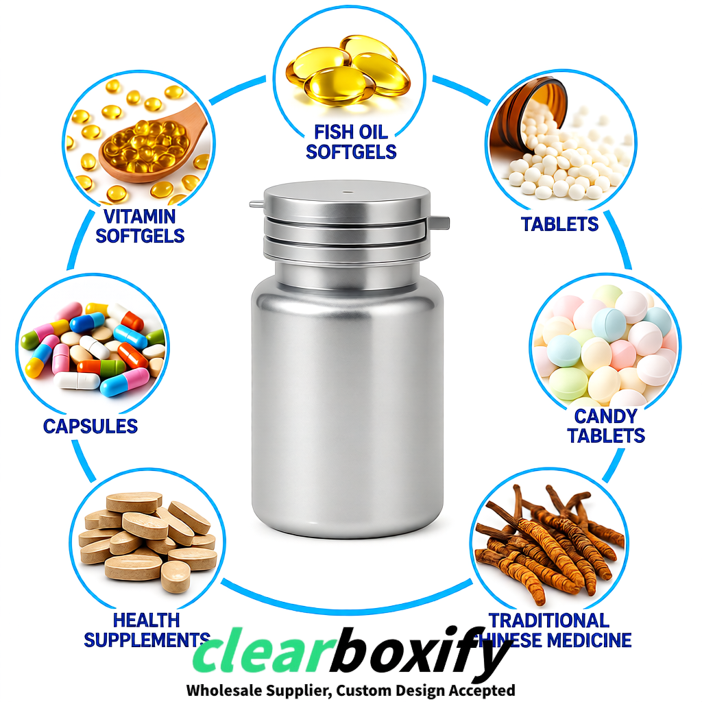 80ml Silver Plastic Supplement Bottle for Capsules & Pills, TCM & Softgels
