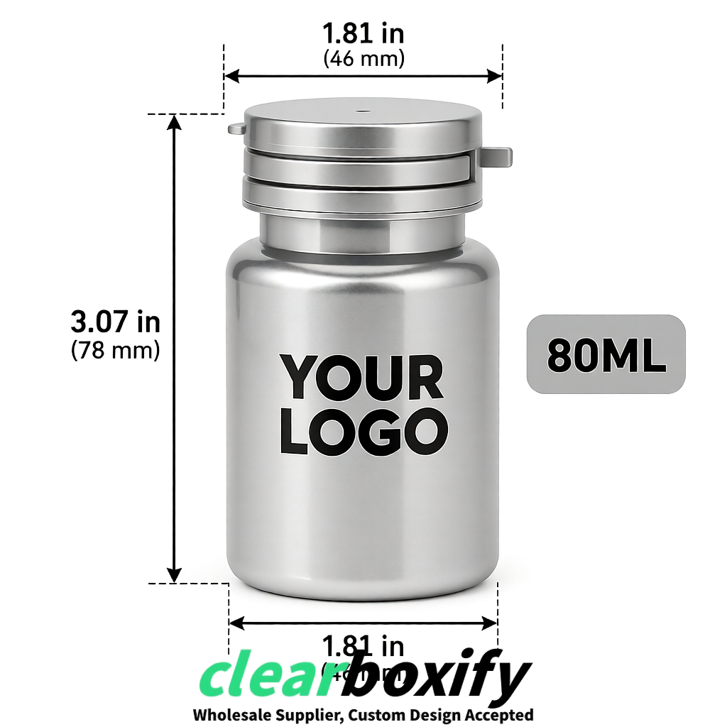80ml Silver Plastic Supplement Bottle for Capsules & Pills, TCM & Softgels