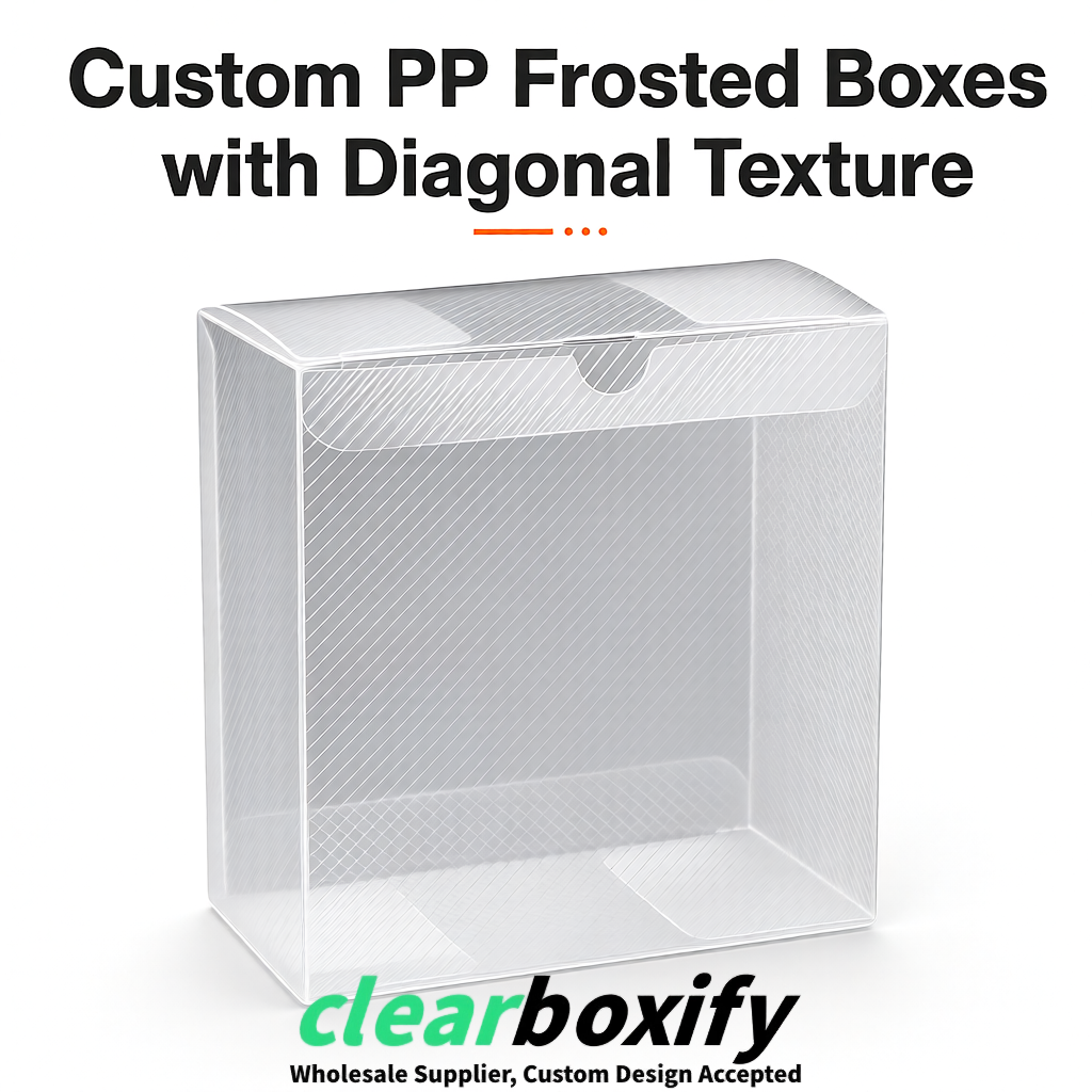 Silver Matte PP Frosted & Diagonal Texture Boxes with Diagonal Texture