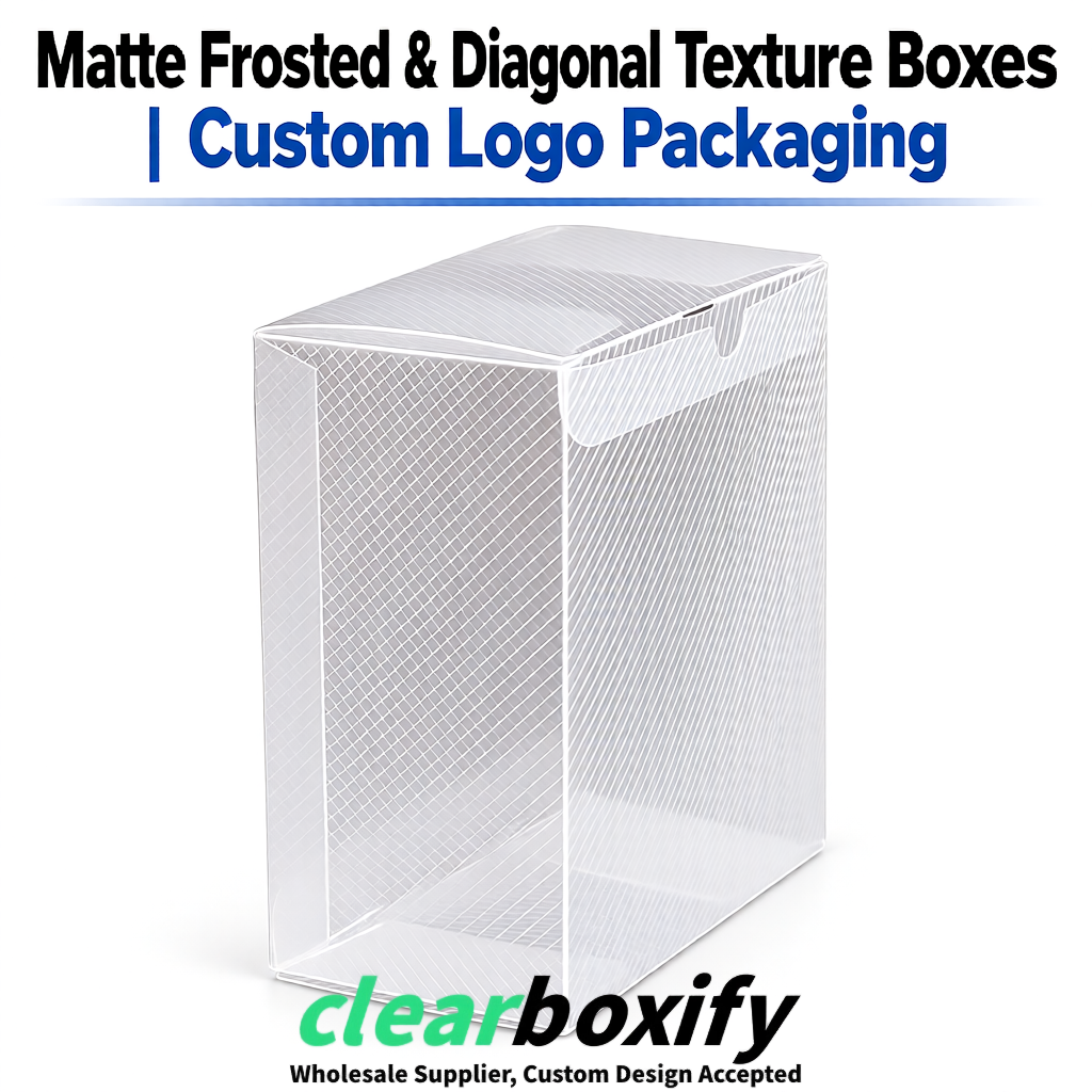 Silver Matte PP Frosted & Diagonal Texture Boxes with Diagonal Texture