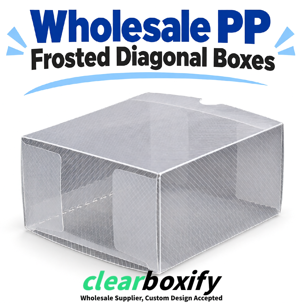 Silver Matte PP Frosted & Diagonal Texture Boxes with Diagonal Texture