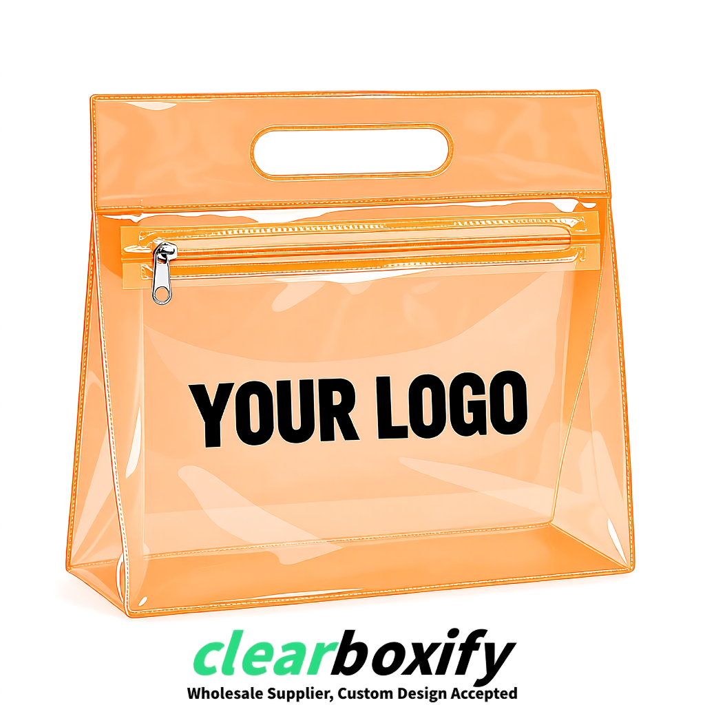 Tangerine EVA/PVC Cosmetic Bags | OEM/ODM Clear Zipper Makeup Pouches