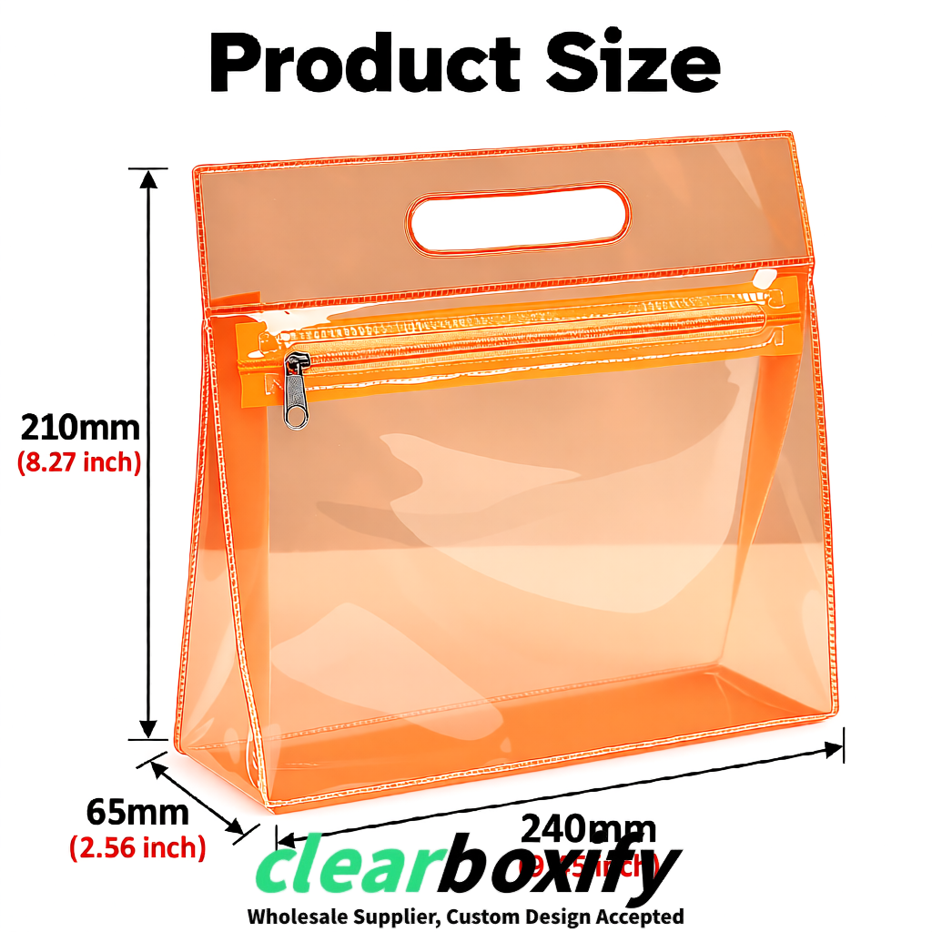 Tangerine EVA/PVC Cosmetic Bags | OEM/ODM Clear Zipper Makeup Pouches