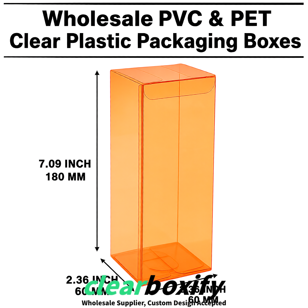 PPWR-Aligned Tangerine Translucent PVC & PET Boxes 60x60x180mm 76x76x76mm 70x70x70/100/120mm