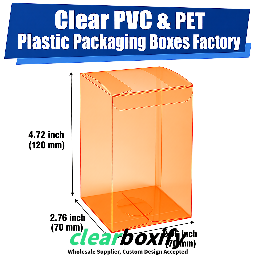 PPWR-Aligned Tangerine Translucent PVC & PET Boxes 60x60x180mm 76x76x76mm 70x70x70/100/120mm