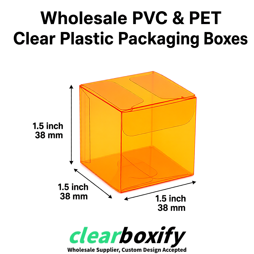 Tangerine Clear PVC & PET Boxes 38x38x38, 40x40x40, 50x50x50/80mm
