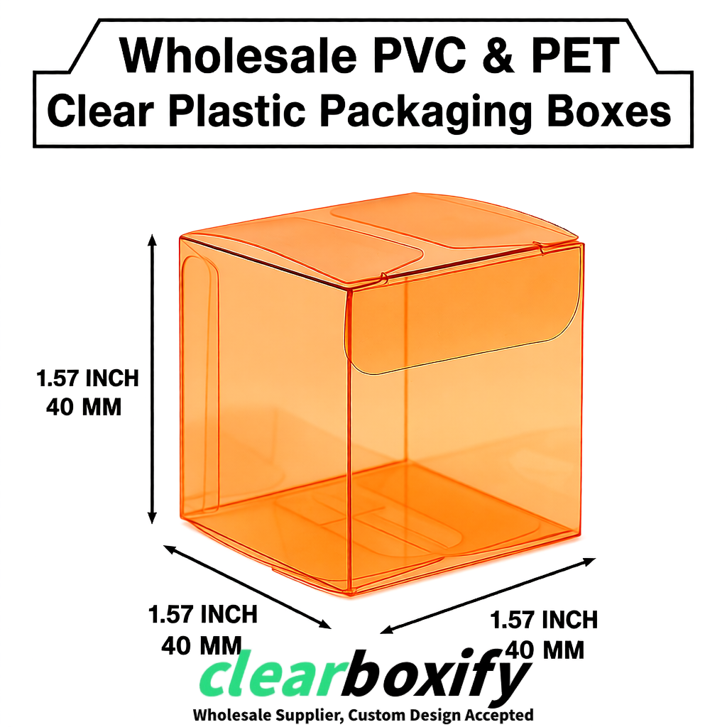 Tangerine Clear PVC & PET Boxes 38x38x38, 40x40x40, 50x50x50/80mm
