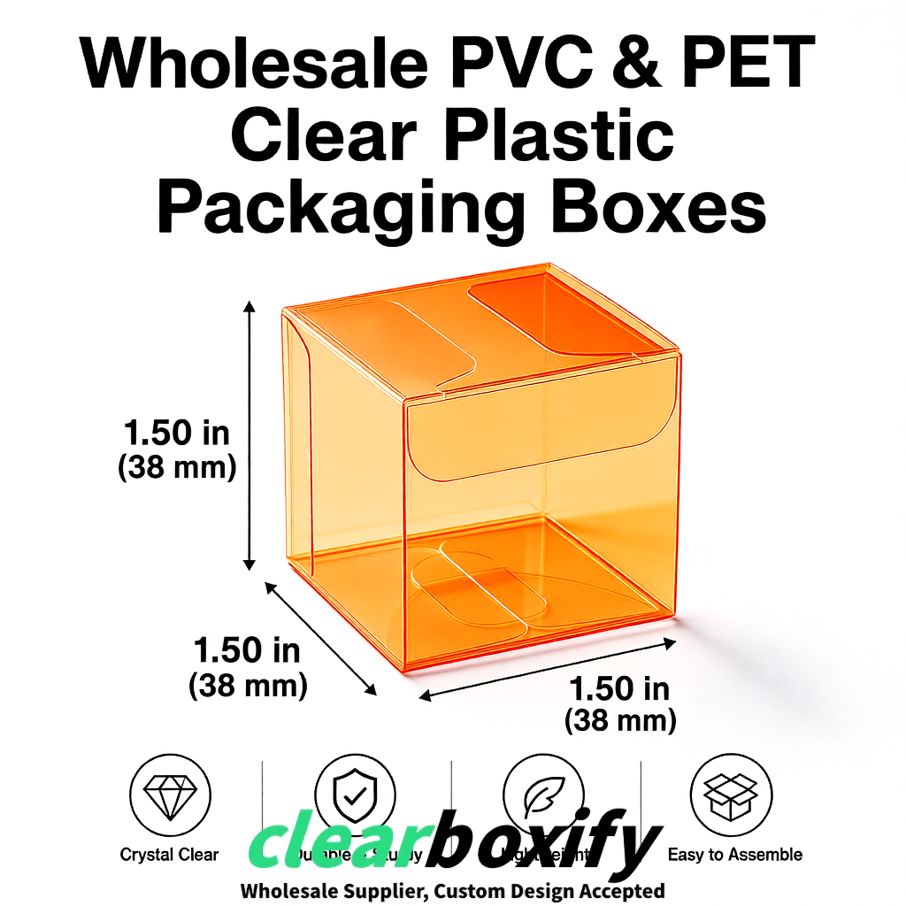 Tangerine Clear PVC & PET Boxes 38x38x38, 40x40x40, 50x50x50/80mm