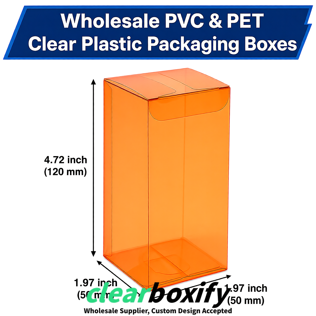 Tangerine Wholesale Clear PVC & PET Boxes 50x50x120/150/200mm 60x60x60/120 mm