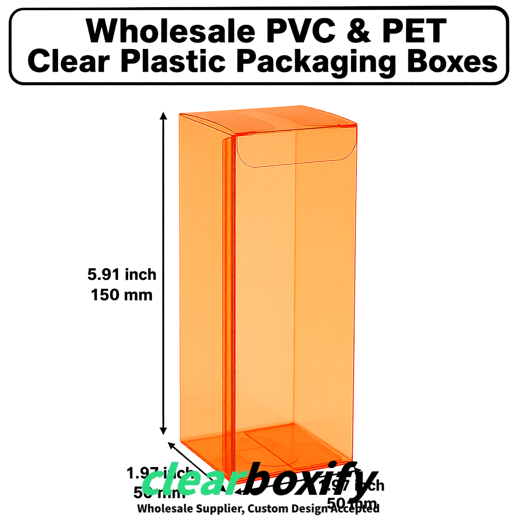 Tangerine Wholesale Clear PVC & PET Boxes 50x50x120/150/200mm 60x60x60/120 mm