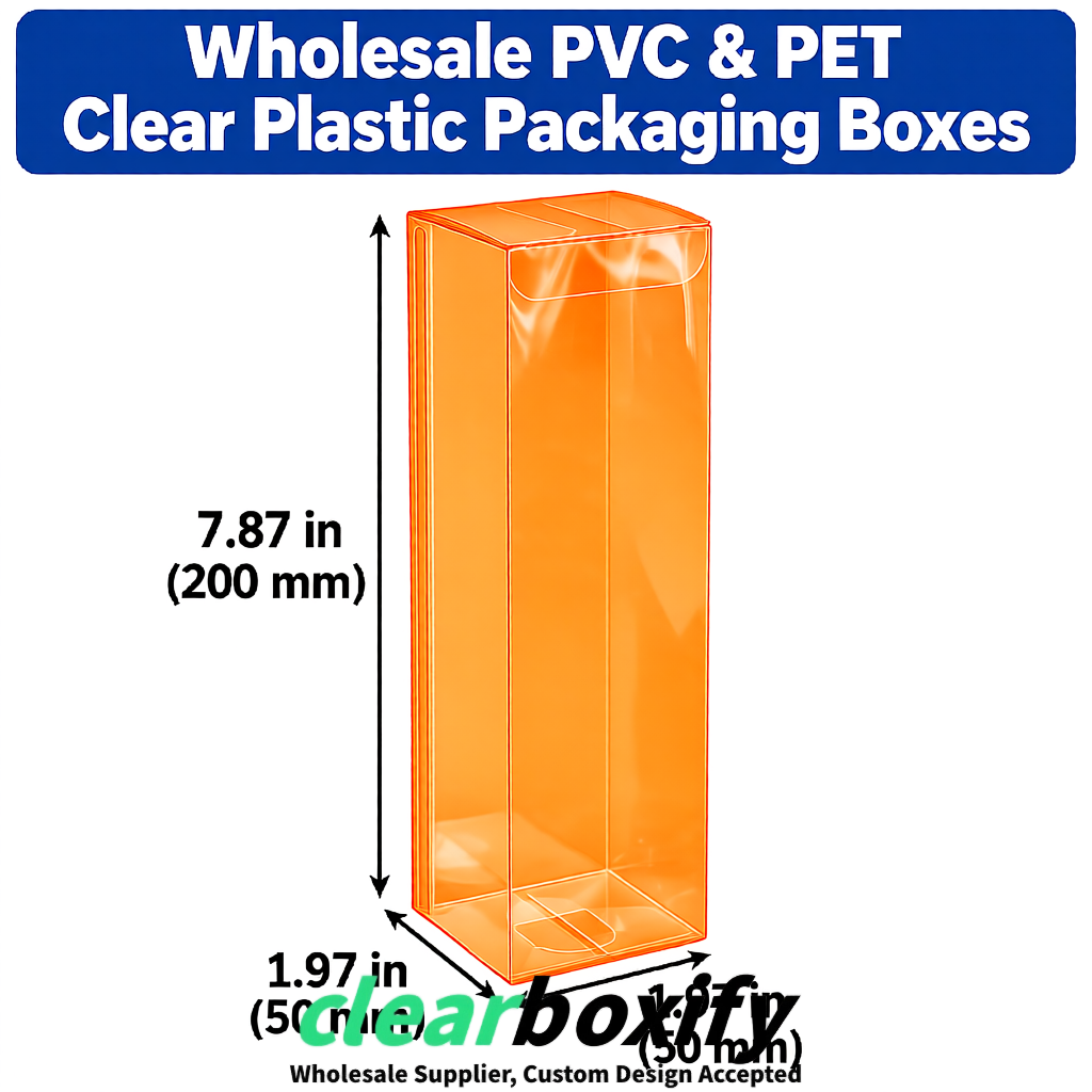Tangerine Wholesale Clear PVC & PET Boxes 50x50x120/150/200mm 60x60x60/120 mm