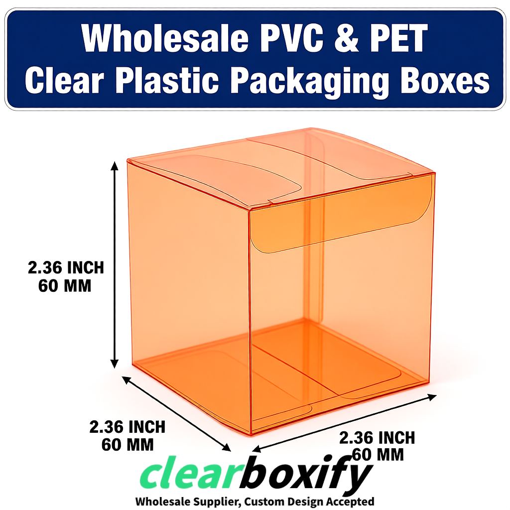 Tangerine Wholesale Clear PVC & PET Boxes 50x50x120/150/200mm 60x60x60/120 mm