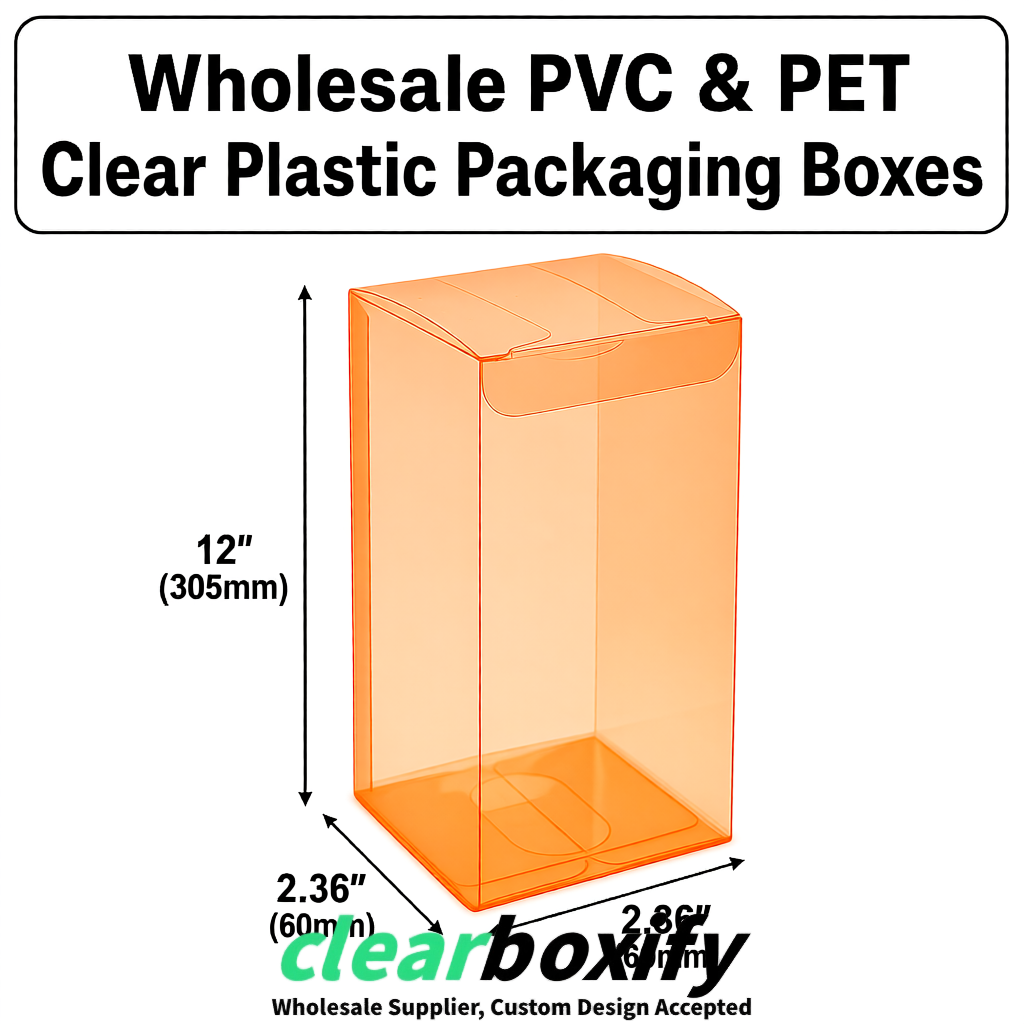 Tangerine Wholesale Clear PVC & PET Boxes 50x50x120/150/200mm 60x60x60/120 mm