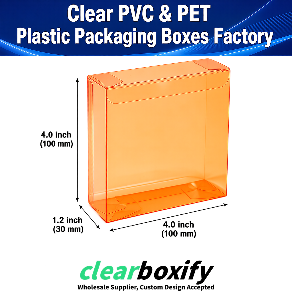 Wholesale Tangerine Clear PVC & PET Boxes 90x90x90mm 100x100x30/50/100mm