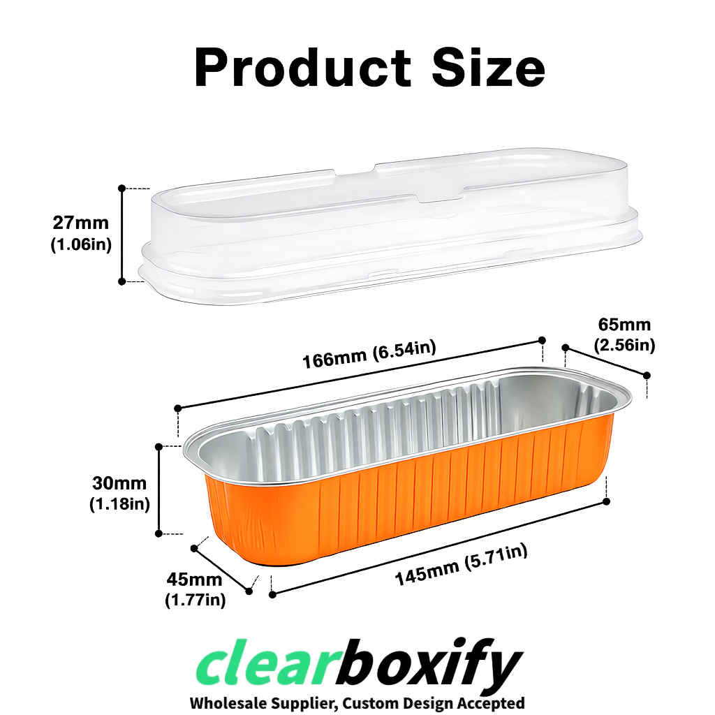 Tangerine Mini Loaf Pans with Clear Lids 6.8oz Rectangular Aluminum Foil Baking Pans Supplier