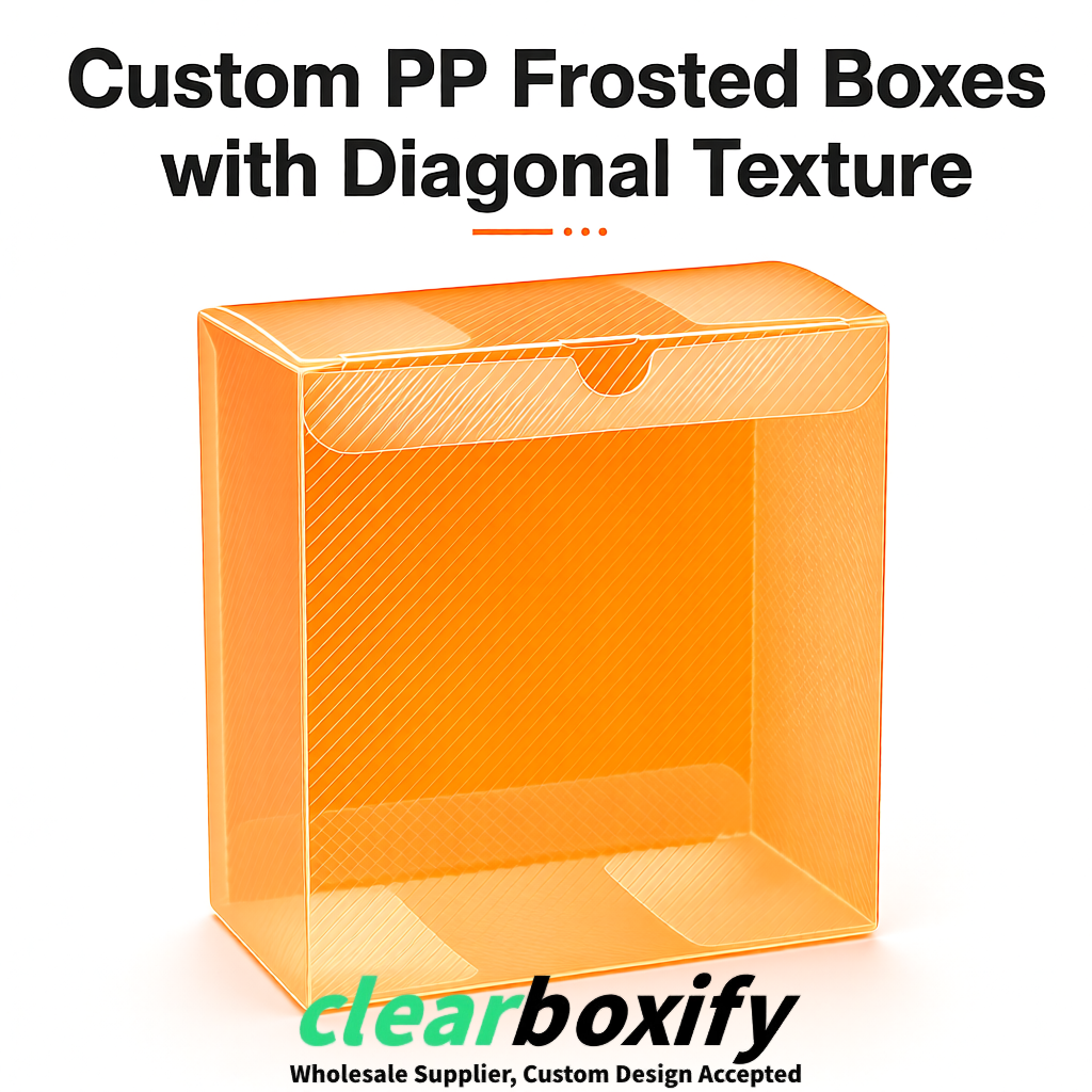 Tangerine Matte PP Frosted & Diagonal Texture Boxes with Diagonal Texture