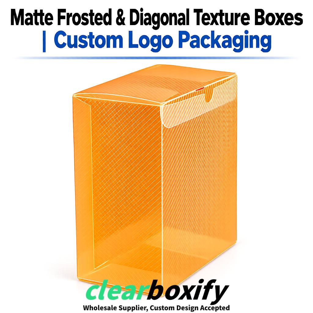Tangerine Matte PP Frosted & Diagonal Texture Boxes with Diagonal Texture
