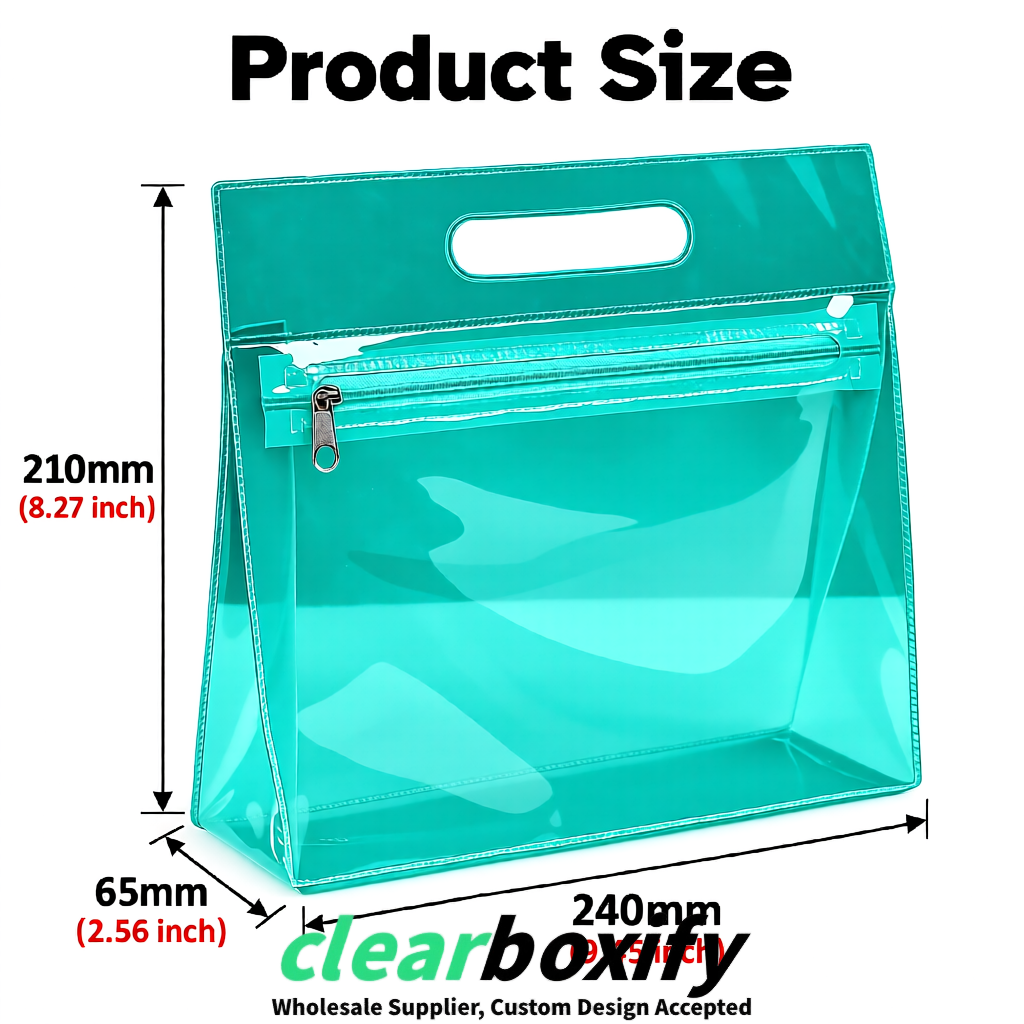 Teal EVA/PVC Cosmetic Bags | OEM/ODM Clear Zipper Makeup Pouches
