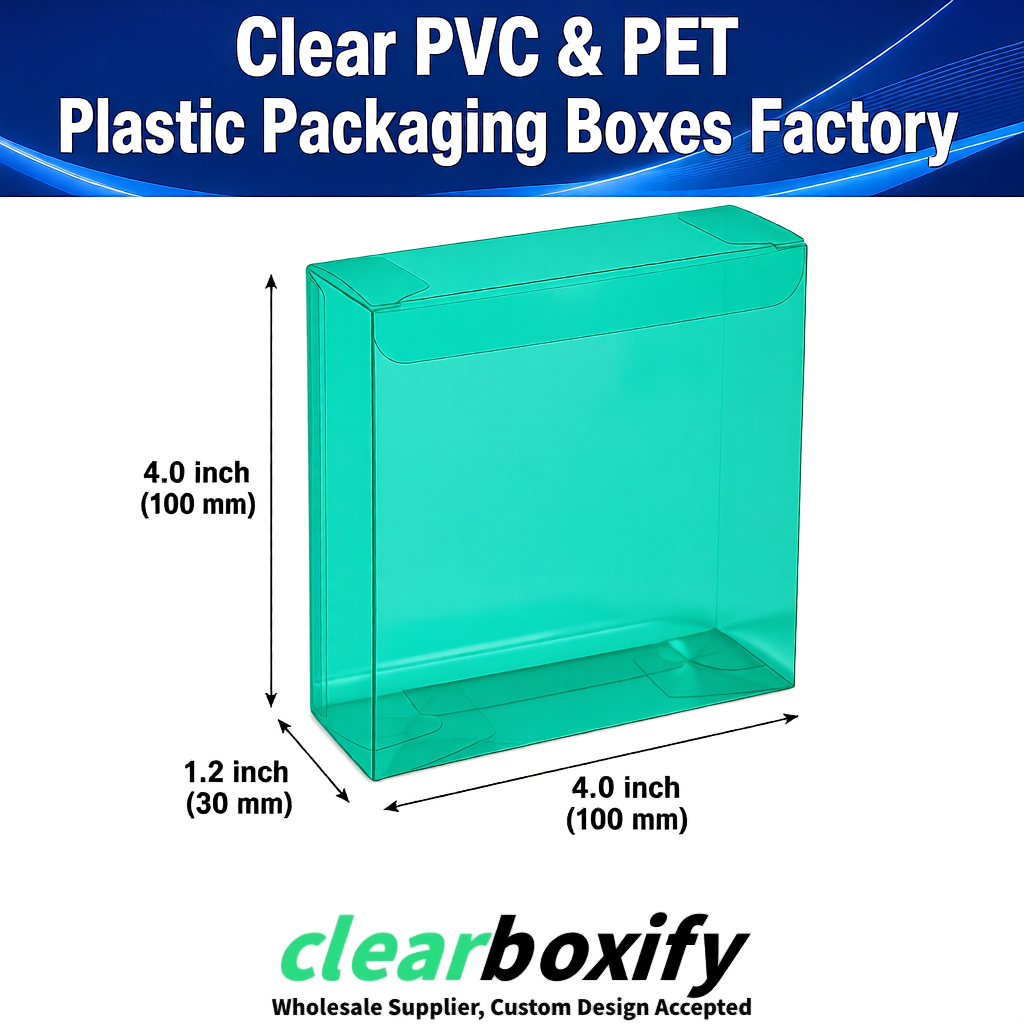 Wholesale Teal Clear PVC & PET Boxes 90x90x90mm 100x100x30/50/100mm